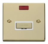 Polished Brass - White Inserts Polished Brass 13A Fused Ingot Connection Unit With Neon - White Trim