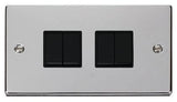 Polished Chrome 10A 4 Gang 2 Way Light Switch - Black Trim - SE Home