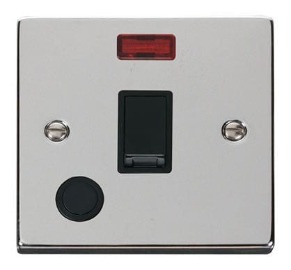 Polished Chrome 1 Gang 20A DP Switch With Flex With Neon - Black Trim - SE Home