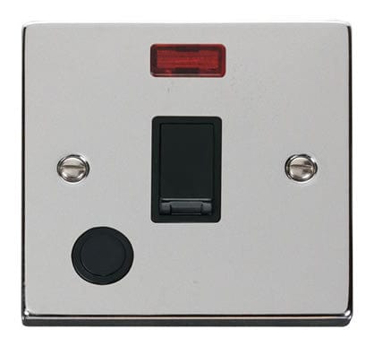 Polished Chrome - Black Inserts Polished Chrome 1 Gang 20A DP Switch With Flex With Neon - Black Trim