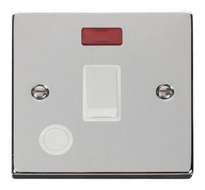 Polished Chrome - White Inserts Polished Chrome 1 Gang 20A DP Switch With Flex With Neon - White Trim