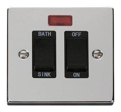 Polished Chrome - Black Inserts Polished Chrome 20A DP Sink/bath Switch - Black Trim