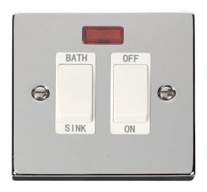 Polished Chrome - White Inserts Polished Chrome 20A DP Sink/bath Switch - White Trim