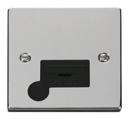 Polished Chrome 13A Fused Connection Unit With Flex - Black Trim - SE Home