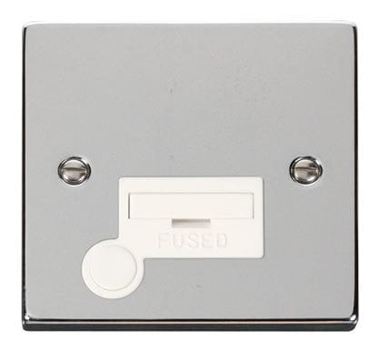 Polished Chrome - White Inserts Polished Chrome 13A Fused Connection Unit With Flex - White Trim