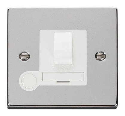 Polished Chrome - White Inserts Polished Chrome 13A Fused Connection Unit Switched With Flex - White Trim