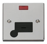 Polished Chrome 13A Fused Connection Unit With Neon With Flex - Black Trim - SE Home