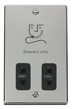 Polished Chrome Shaver Socket 115v/230v - Black Trim - SE Home
