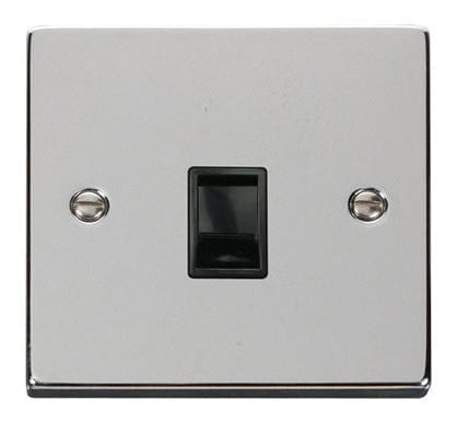 Polished Chrome Rj11 Socket - Black Trim - SE Home