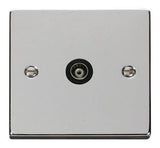 Polished Chrome Single Isolated Coaxial Socket - Black Trim - SE Home