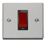 Polished Chrome 1 Gang Size 45A Switch - Black Trim - SE Home