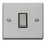 Polished Chrome - Black Inserts Polished Chrome 10A 1 Gang 2 Way Ingot Light Switch - Black Trim