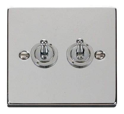 Polished Chrome 2 Gang 2 Way 10AX Toggle Light Switch - SE Home