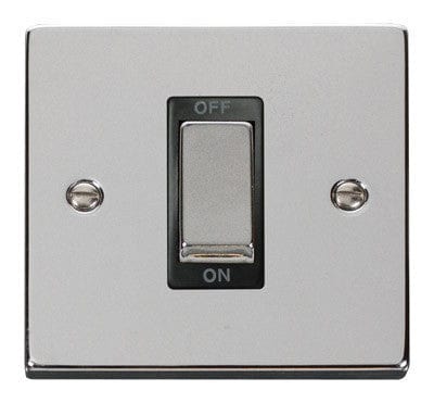 Polished Chrome 1 Gang Ingot Size 45A Switch - Black Trim - SE Home