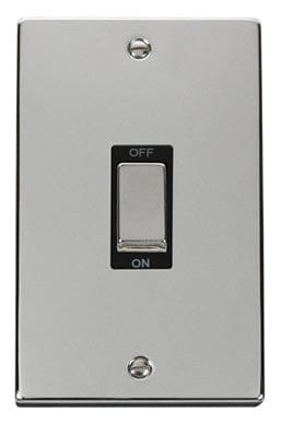 Polished Chrome 2 Gang Ingot Size 45A Switch - Black Trim - SE Home