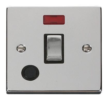 Polished Chrome 1 Gang 20A Ingot DP Switch With Flex With Neon - Black Trim - SE Home