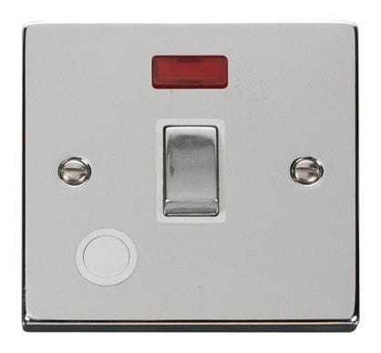 Polished Chrome - White Inserts Polished Chrome 1 Gang 20A Ingot DP Switch With Flex With Neon - White Trim