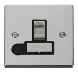 Polished Chrome 13A Fused Ingot Connection Unit Switched With Flex - Black Trim - SE Home