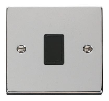 Polished Chrome 1 Gang 20A DP Switch - Black Trim - SE Home