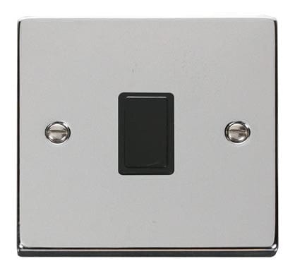 Polished Chrome - Black Inserts Polished Chrome 1 Gang 20A DP Switch - Black Trim