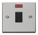 Polished Chrome - Black Inserts Polished Chrome 1 Gang 20A DP Switch With Neon - Black Trim