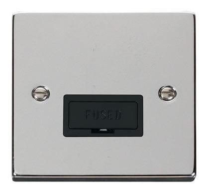 Polished Chrome 13A Fused Connection Unit - Black Trim - SE Home