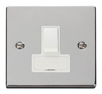 Polished Chrome - White Inserts Polished Chrome 13A Fused Connection Unit Switched - White Trim