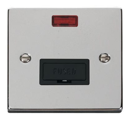 Polished Chrome 13A Fused Connection Unit With Neon - Black Trim - SE Home