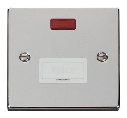 Polished Chrome - White Inserts Polished Chrome 13A Fused Connection Unit With Neon - White Trim