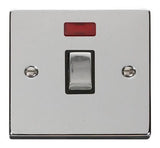 Polished Chrome 1 Gang 20A Ingot DP Switch With Neon - Black Trim - SE Home