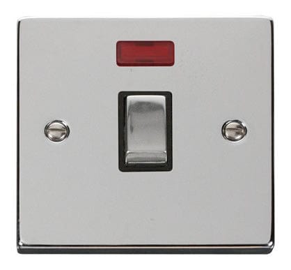 Polished Chrome 1 Gang 20A Ingot DP Switch With Neon - Black Trim - SE Home