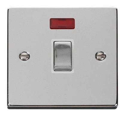 Polished Chrome - White Inserts Polished Chrome 1 Gang 20A Ingot DP Switch With Neon - White Trim
