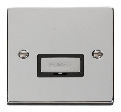 Polished Chrome 13A Fused Ingot Connection Unit - Black Trim - SE Home