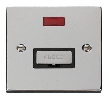 Polished Chrome 13A Fused Ingot Connection Unit With Neon - Black Trim - SE Home