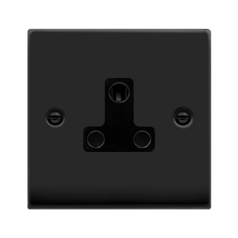Matt Black 1 Gang 5A Round Pin Socket - Black Trim - SE Home