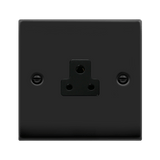 Matt Black 1 Gang 2A Round Pin Socket - Black Trim - SE Home