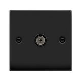 Matt Black 1 Gang Single Coaxial TV Socket - Black Trim - SE Home