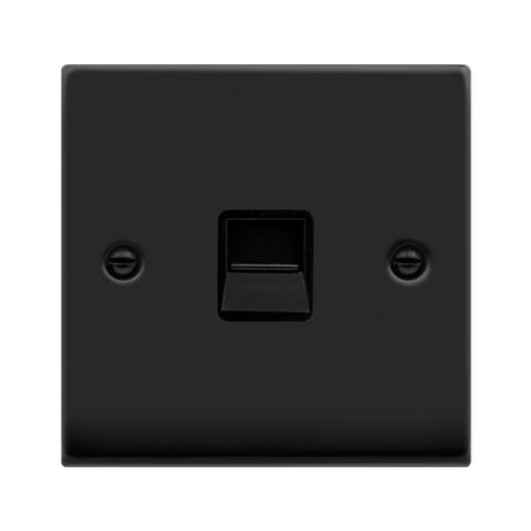 Matt Black Master Telephone Single Socket - Black Trim - SE Home