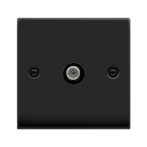 Matt Black Satellite Socket 1 Gang - Black Trim - SE Home