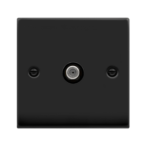 Matt Black - Black Inserts Matt Black Satellite Socket 1 Gang - Black Trim