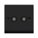 Matt Black Twin Isolated Coaxial Socket - Black Trim - SE Home