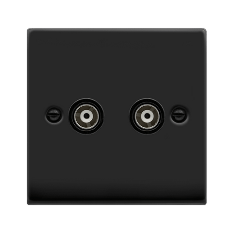 Matt Black Twin Isolated Coaxial Socket - Black Trim - SE Home