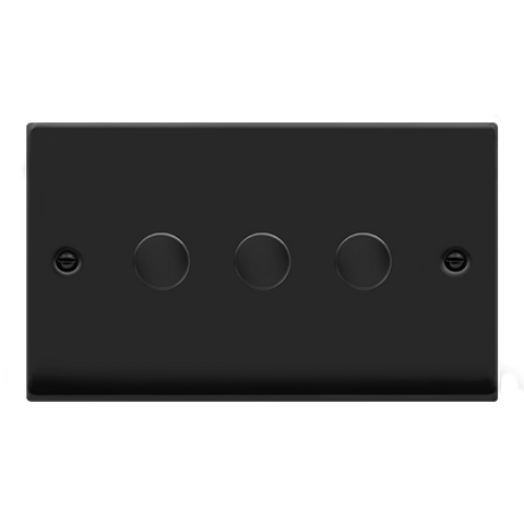 Matt Black 3 Gang 2 Way LED 100W Trailing Edge Dimmer Light Switch - SE Home