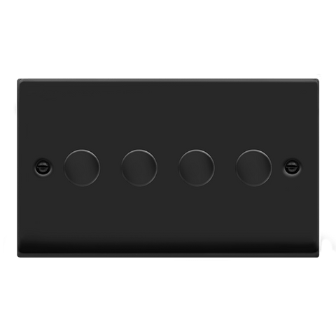 Matt Black 4 Gang 2 Way LED 100W Trailing Edge Dimmer Light Switch - SE Home