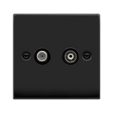 Matt Black Satellite & Coaxial Socket 1 Gang - Black Trim - SE Home