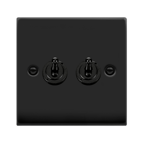 Matt Black 2 Gang 2 Way 10AX Toggle Light Switch - SE Home
