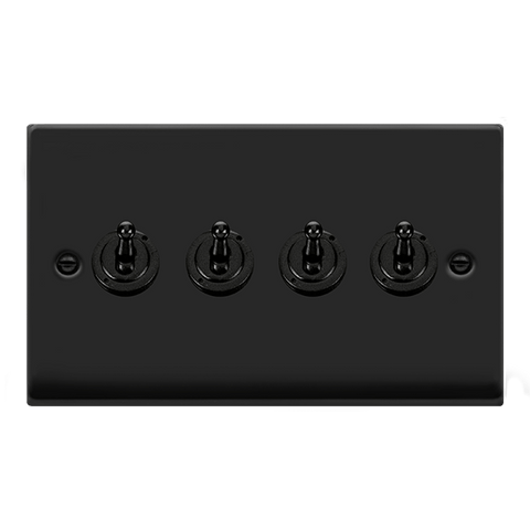 Matt Black 4 Gang 2 Way 10AX Toggle Light Switch - SE Home