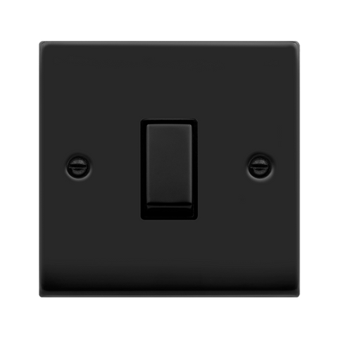 Matt Black - Black Inserts Matt Black 10A 1 Gang Intermediate Ingot Light Switch - Black Trim