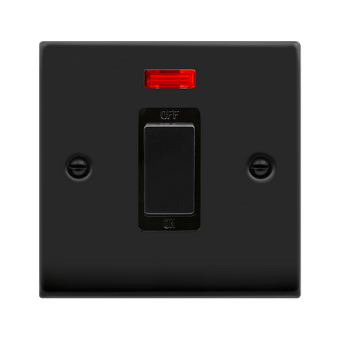 Matt Black 1 Gang Ingot Size 45A Switch With Neon - Black Trim - SE Home