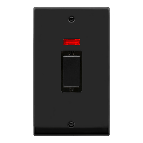 Matt Black 2 Gang Ingot Size 45A Switch With Neon - Black Trim - SE Home